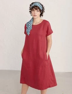 Seasalt Cornwall Dresses Pure Linen Round Neck Midi Shift Dress