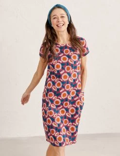 Seasalt Cornwall Dresses Linen Rich Floral Knee Length Shift Dress