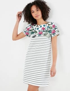 Joules Dresses Pure Cotton Floral Striped T-Shirt Dress