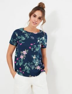 Joules Women Pure Cotton Floral Crew Neck T-Shirt