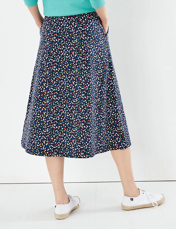 Joules Skirts Jersey Polka Dot Midi A-Line Skirt - Image 4