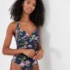 Joules Swimsuits Floral Padded Ruched Halterneck Swimsuit