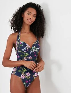 Joules Swimsuits Floral Padded Ruched Halterneck Swimsuit