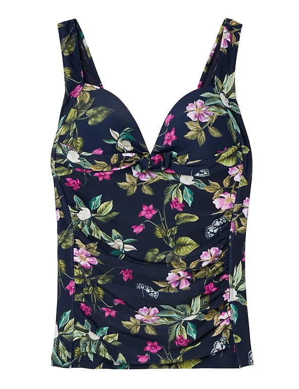 Joules Tankinis Floral Padded Plunge Tankini Top - Image 2