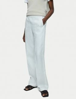 Jigsaw Pure Linen Side Zip Straight Leg Trousers