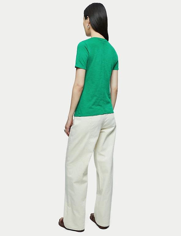 Jigsaw Women Pure Cotton V-Neck T-Shirt - Image 4