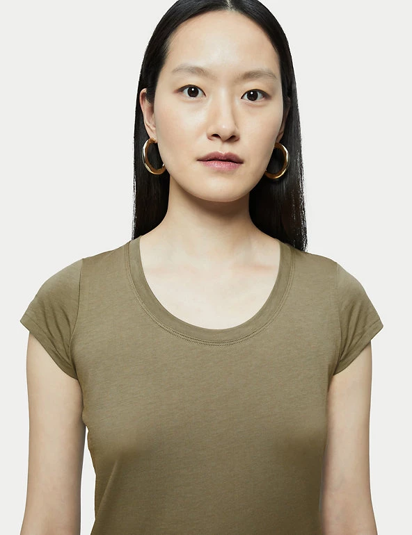 Jigsaw Women Pure Cotton Crew Neck T-Shirt - Image 9