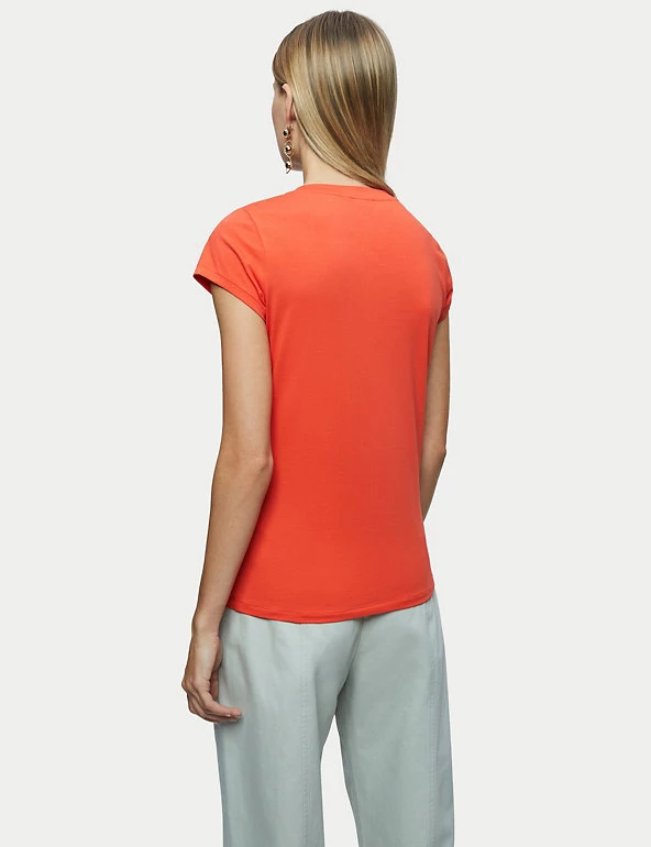 Jigsaw Women Pure Cotton Crew Neck T-Shirt - Image 3