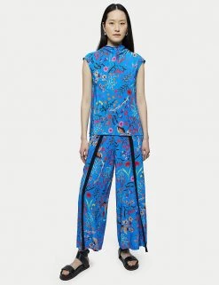 Jigsaw Women Floral Cowl Neck Sleeveless Top