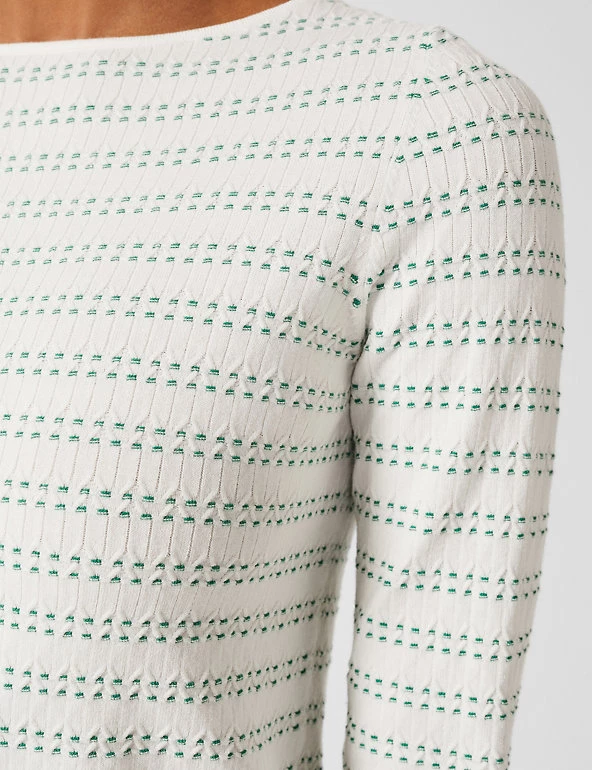 HOBBS Jumpers Embroidered Striped Crew Neck Jumper - Image 4