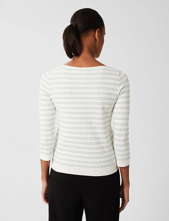 HOBBS Jumpers Embroidered Striped Crew Neck Jumper - Image 5