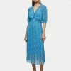 Jigsaw Dresses Floral Puff Sleeve Midi Tea Dress