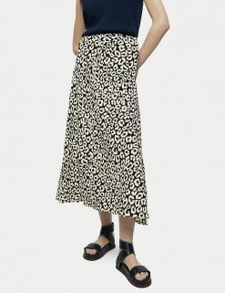 Jigsaw Skirts Animal Print Midi Slip Skirt