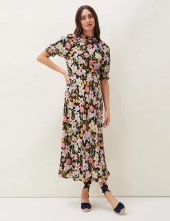 Phase Eight Dresses Floral Puff Sleeve Midaxi Tea Dress