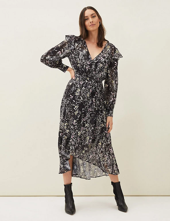 Phase Eight Dresses Floral V-Neck Midaxi Skater Dress - Image 3