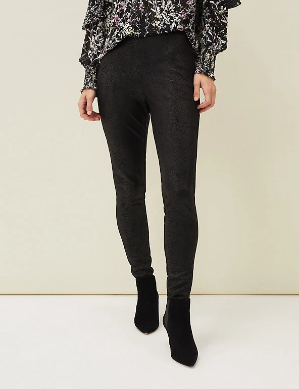 Phase Eight Trousers Leather Look Snake Print Leggings