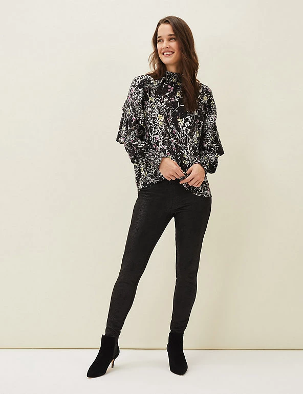 Phase Eight Trousers Leather Look Snake Print Leggings - Image 3