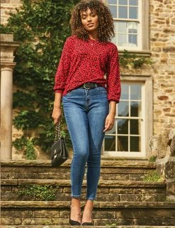 SOSANDAR Women High Waisted Skinny Jeans