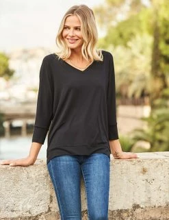 SOSANDAR Tops Jersey 3/4 Sleeve Top