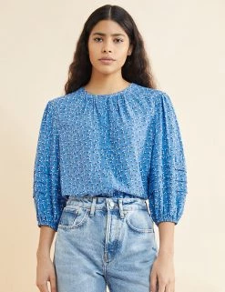 Albaray Shirts & Blouses Ditsy Floral Round Neck 3/4 Sleeve Blouse