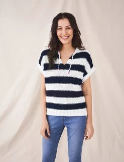 White Stuff Jumpers Cotton Rich Striped Short Sleeve Jumper