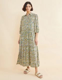 Albaray Dresses Floral Tie Waist Midi Tiered Dress