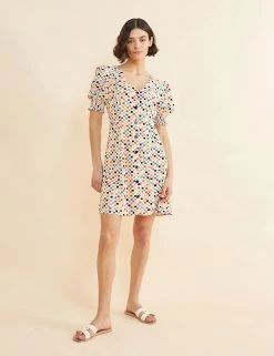 Albaray Dresses Checked V-Neck Mini Tea Dress