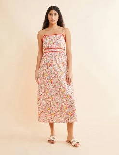Albaray Dresses Organic Cotton Floral Midi Shift Dress