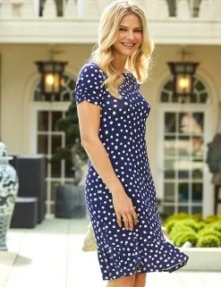 SOSANDAR Dresses Jersey Polka Dot Knee Length Shift Dress