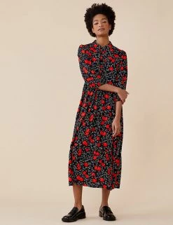 Finery London Dresses Floral Button Front Midi Tea Dress