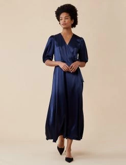 Finery London Dresses V-Neck Tie Detail Midaxi Wrap Dress