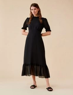 Finery London Dresses High Neck Puff Sleeve Midaxi Smock Dress
