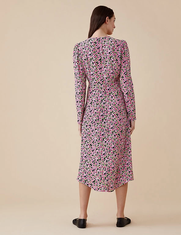 Finery London Dresses Floral V-Neck Midi Skater Dress - Image 4
