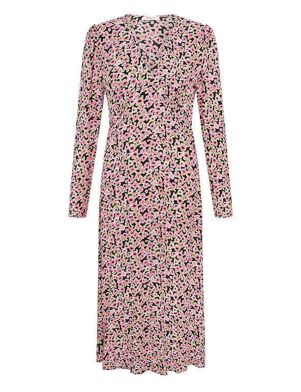 Finery London Dresses Floral V-Neck Midi Skater Dress - Image 2