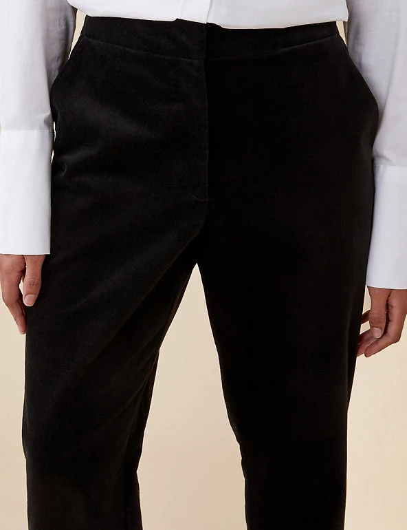 Finery London Cotton Rich Velvet Tapered Trousers - Image 4