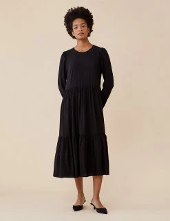 Finery London Dresses Round Neck Midi Tiered Dress