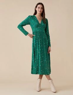 Finery London Dresses Floral V-Neck Midi Tea Dress