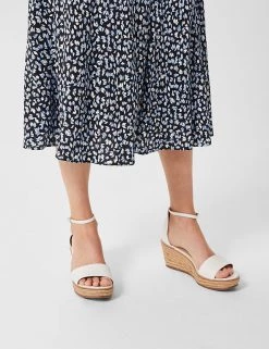 HOBBS Sandals Leather Wedge Buckle Espadrilles