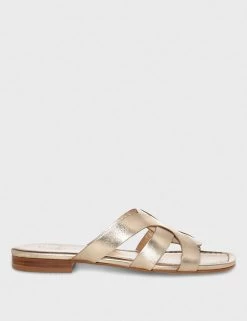 HOBBS Leather Metallic Strappy Flat Sandals