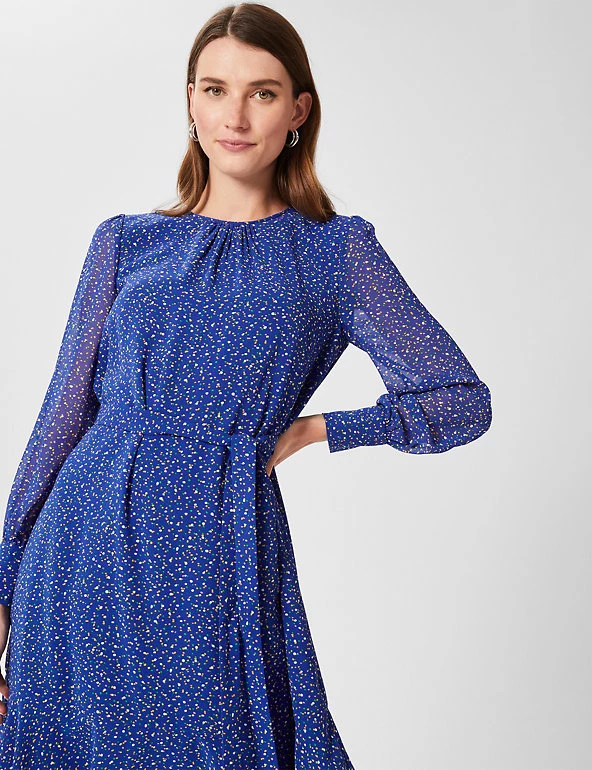 HOBBS Dresses Polka Dot Knee Length Waisted Dress - Image 3