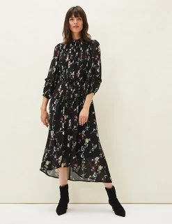 Phase Eight Dresses Floral High Neck Midaxi Shift Dress