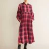 Albaray Dresses Pure Cotton Checked Midi Swing Dress