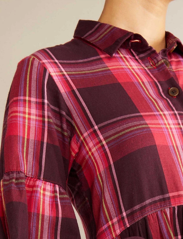 Albaray Dresses Pure Cotton Checked Midi Swing Dress - Image 5