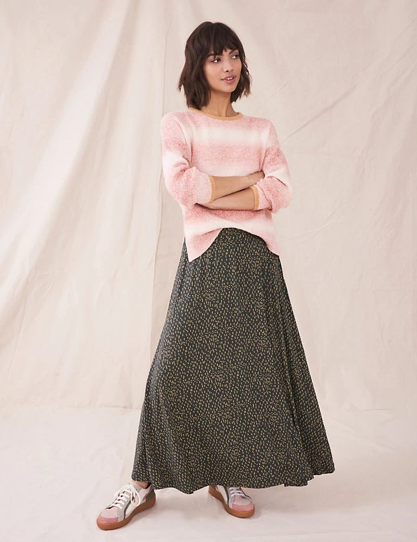 White Stuff Skirts Jersey Spot Print Maxi Slip Skirt