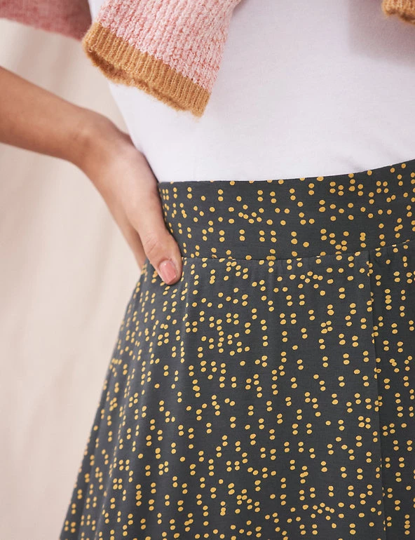 White Stuff Skirts Jersey Spot Print Maxi Slip Skirt - Image 3