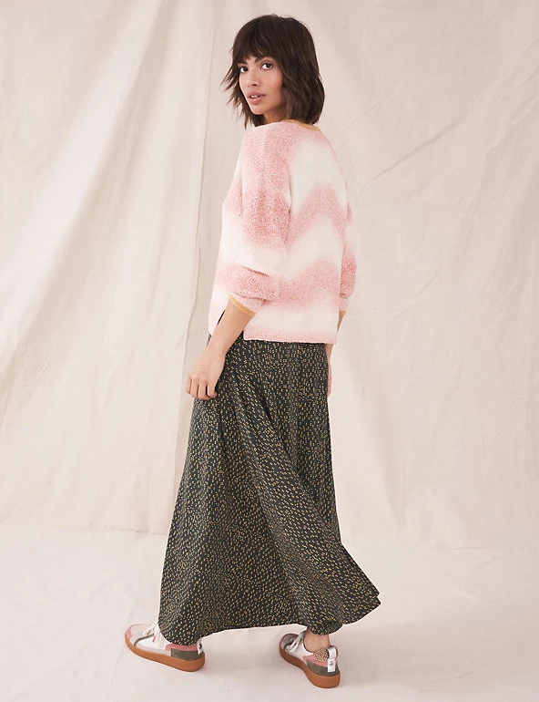 White Stuff Skirts Jersey Spot Print Maxi Slip Skirt - Image 4