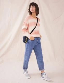 White Stuff Jumpers Cotton Blend Ombré Striped Crew Neck Jumper