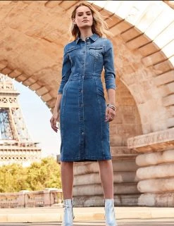 SOSANDAR Dresses Denim Midi Column Dress