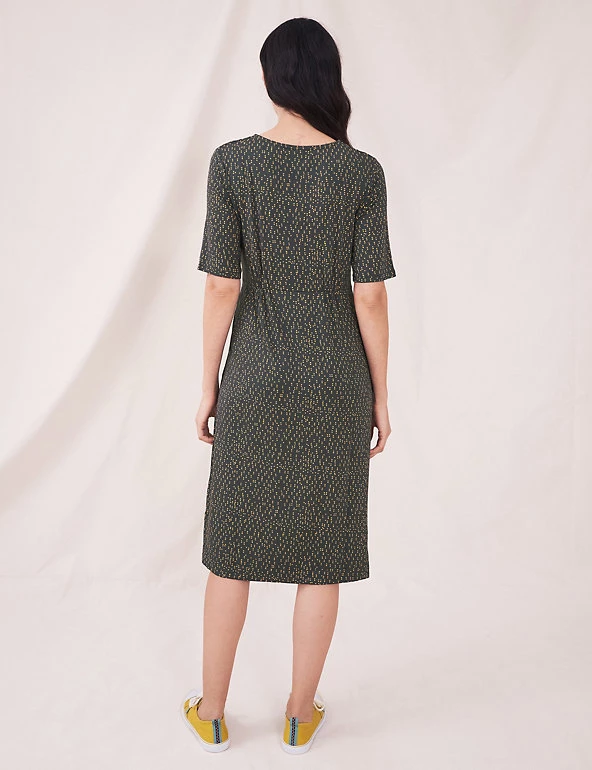 White Stuff Dresses Jersey Spot Print Knee Length Shift Dress - Image 4