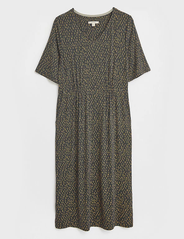 White Stuff Dresses Jersey Spot Print Knee Length Shift Dress - Image 2